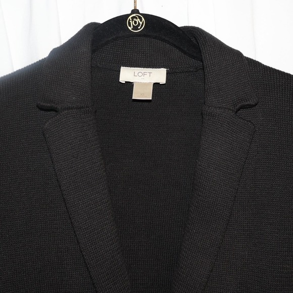 Loft Sailor Knit Jacket Black with White Stripes, One Button Front, Size XS - Picture 3 of 12